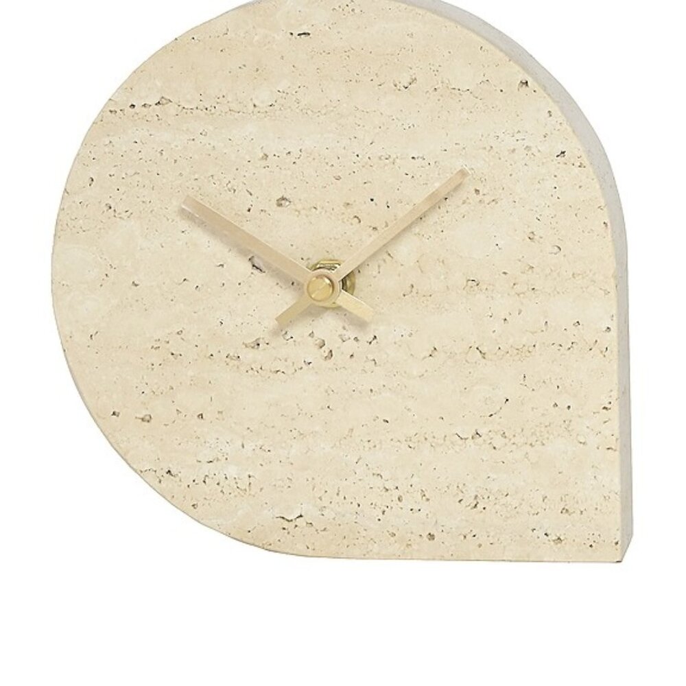 New AYTM Stilla Clock in Travertine marble ivory modern art deco wall clock